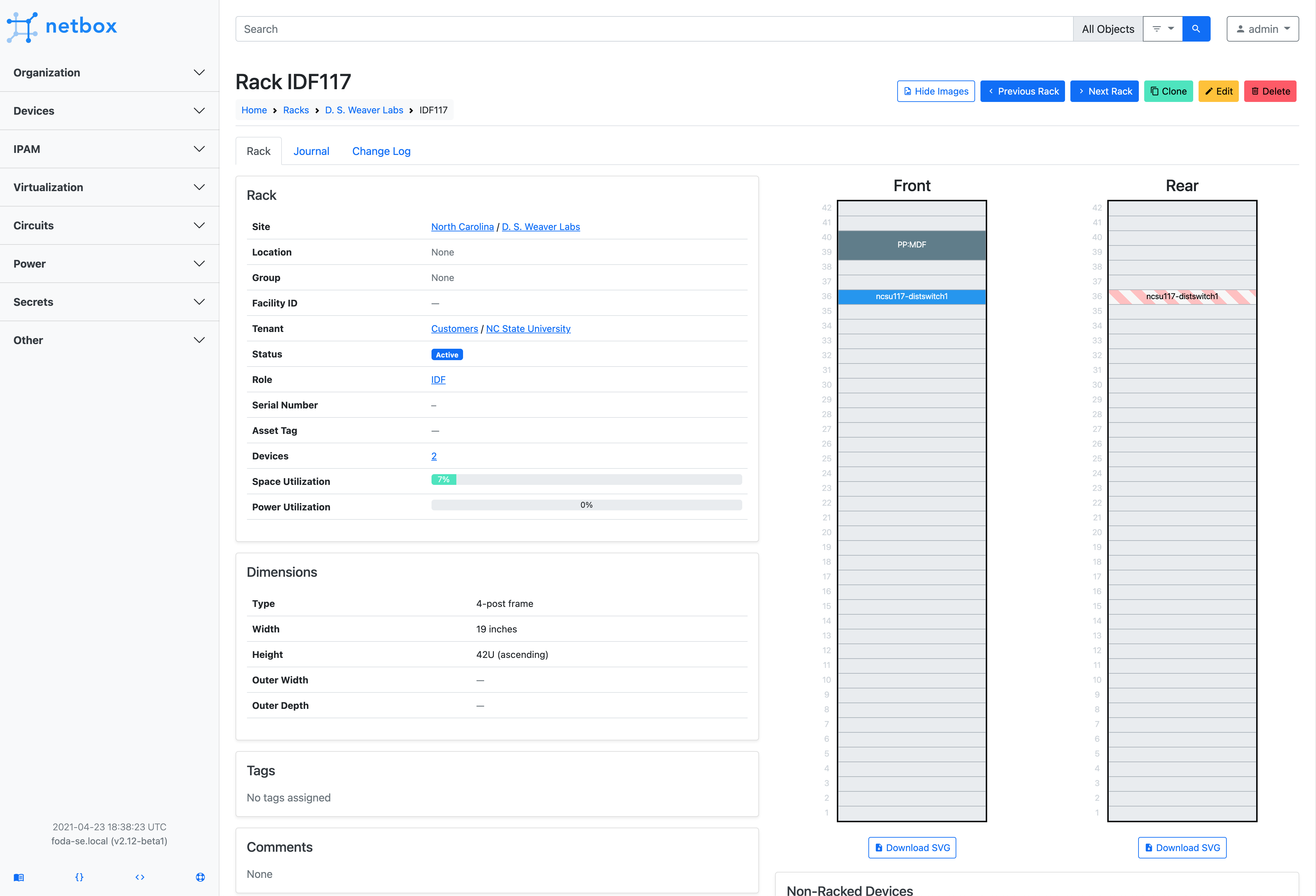 Screenshot of Rack Elevation