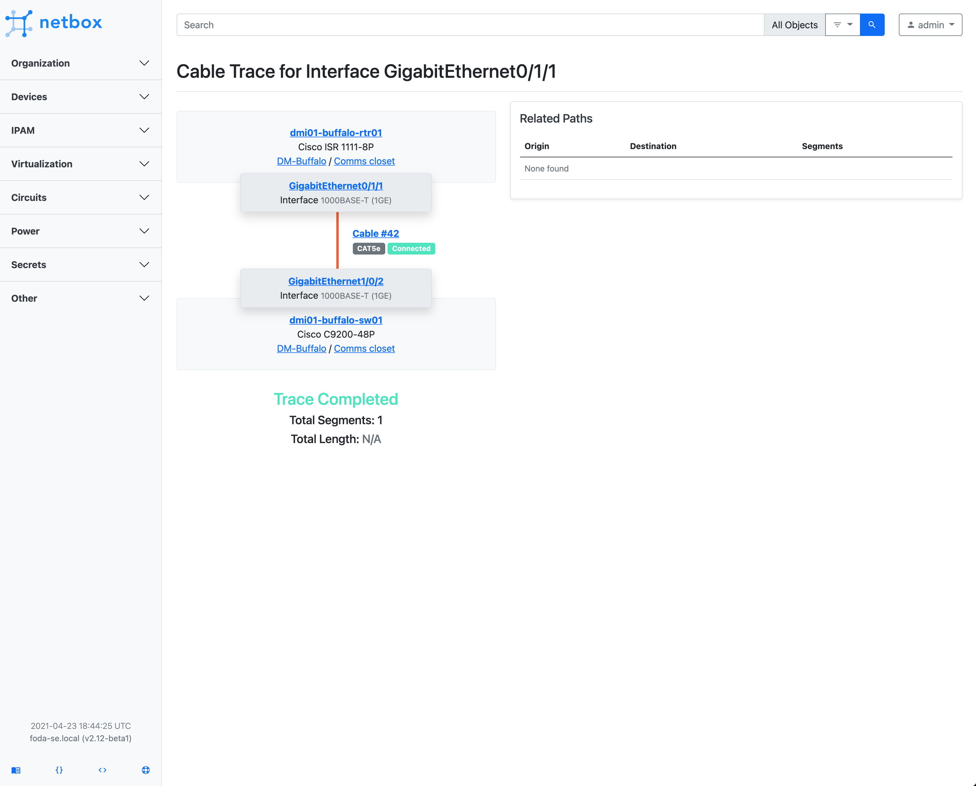 Screenshot of Cable Tracing