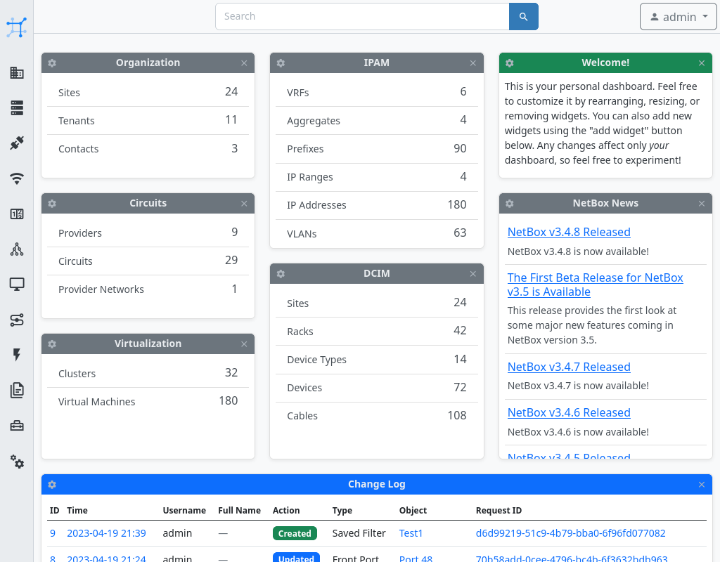 NetBox UI Screenshot of NetBox UI