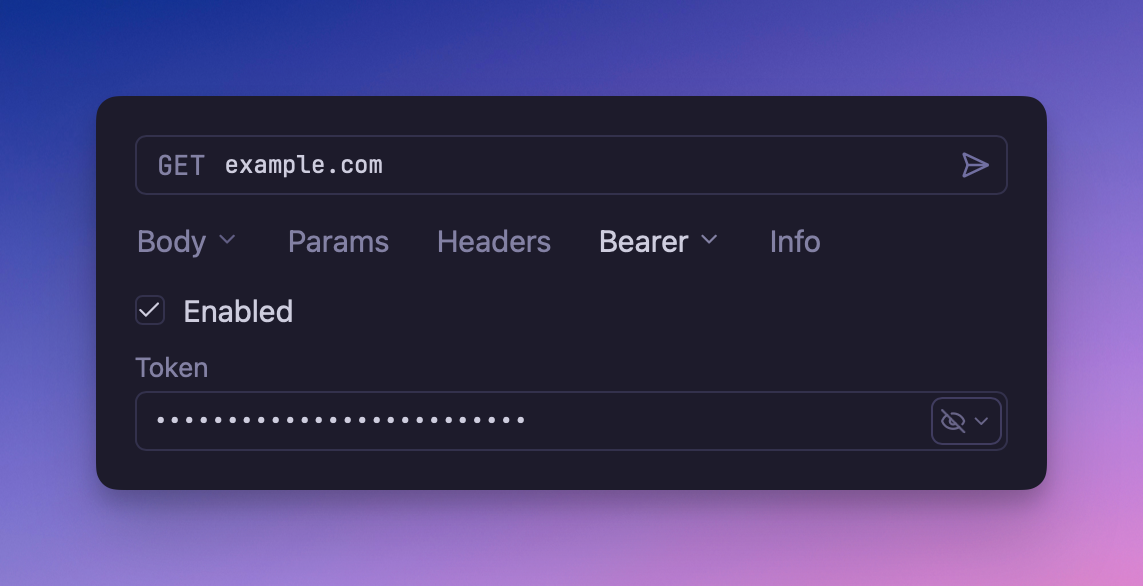 Screenshot of bearer auth UI