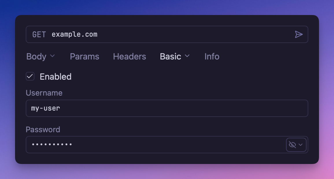 Screenshot of basic auth UI